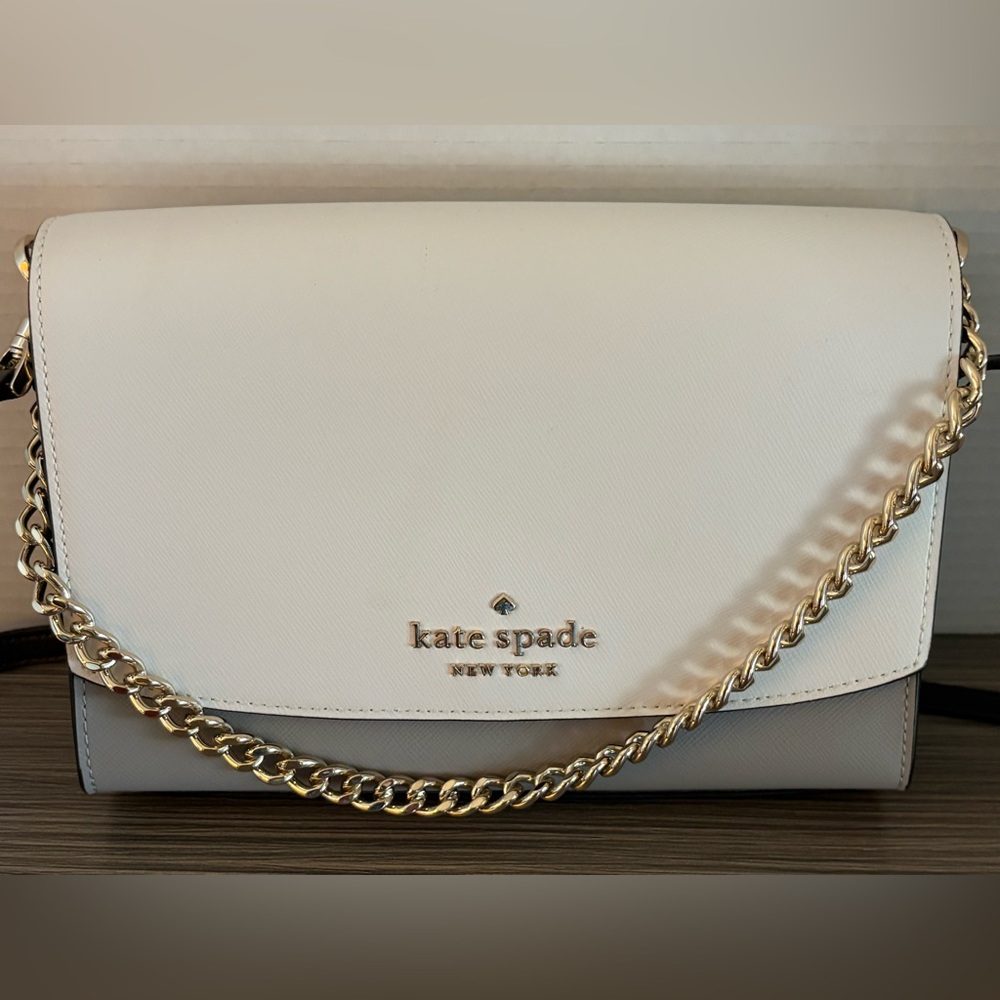 Kate Spade Carson Crossbody Bag Grey Black Convertible Chain Strap Colorblock - Picture 3 of 12